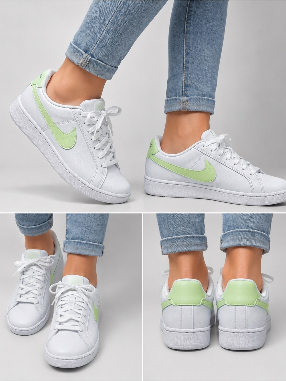 Nike Court Royal White Sneakers with Mint Green Swoosh - Women's Casual Trainers